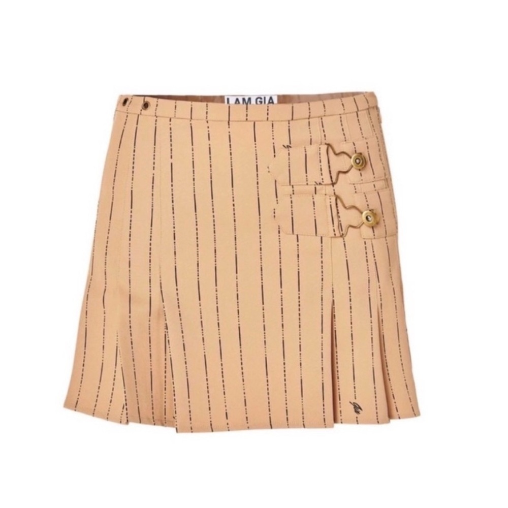 I.AM.GIA Heather Skirt in Tan Pinstripe - Picture 3 of 8